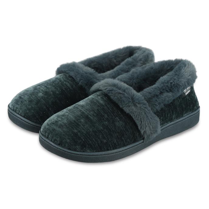 Isotoner® Ladies Sparkle Full Back Slipper Green Extra Image 1